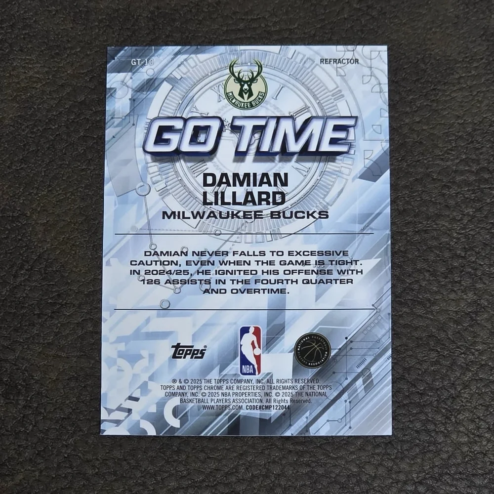 2025–26 Topps Chrome Damian Lillard GO TIME Refractor #GT-10 Bucks NM